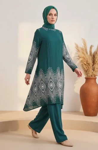 Viscose Fabric Patterned Tunic 1015-02 Green 1015-02