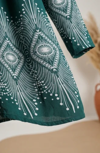 Viscose Fabric Patterned Tunic 1015-02 Green 1015-02