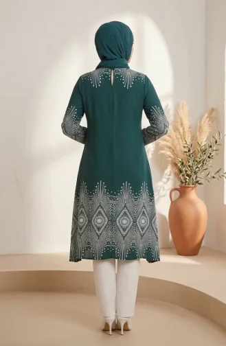 Viscose Fabric Patterned Tunic 1015-02 Green 1015-02