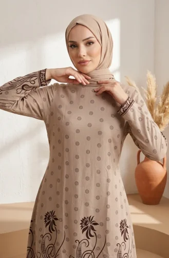 Viscose Fabric Patterned Tunic 1016-02 Mink 1016-02