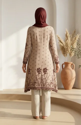Viscose Fabric Patterned Tunic 1016-02 Mink 1016-02
