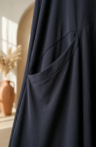 Robe Hijab à Poches En Tissu Sable 5656-01 Anthracite 5656-01
