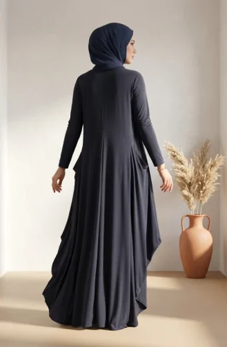 Robe Hijab à Poches En Tissu Sable 5656-01 Anthracite 5656-01