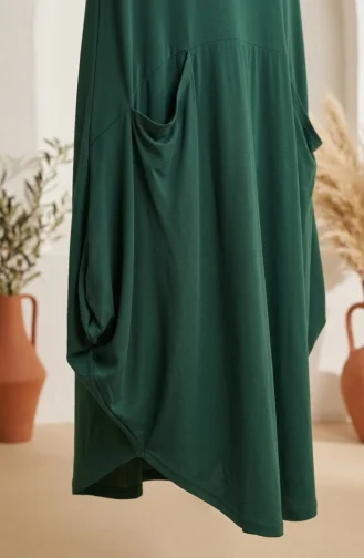 Zandkleurige Stoffen Hijabjurk Met Zakken 5656-03 Smaragdgroen 5656-03