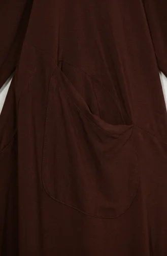 Robe Hijab à Poches En Tissu Sable 5656-04 Marron 5656-04