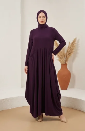 Robe Hijab à Poches En Tissu Sable 5656-06 Violet 5656-06