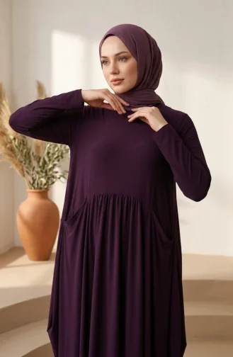 Robe Hijab à Poches En Tissu Sable 5656-06 Violet 5656-06
