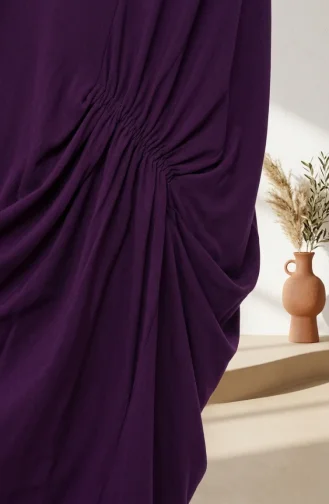 Robe Hijab à Poches En Tissu Sable 5656-06 Violet 5656-06