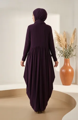Robe Hijab à Poches En Tissu Sable 5656-06 Violet 5656-06