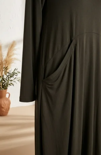 Robe Hijab à Poches En Tissu Sable 5656-07 Kaki 5656-07