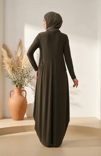 Robe Hijab à Poches En Tissu Sable 5656-07 Kaki 5656-07