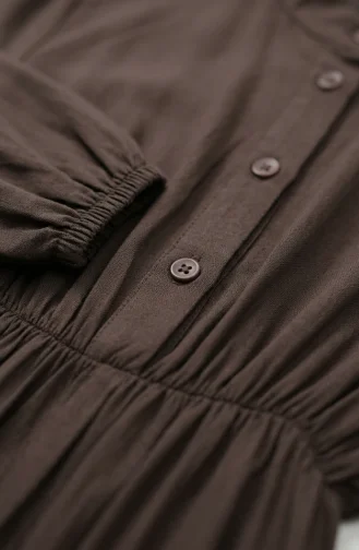 Robe Modeste à Col Mandarin Et Taille élastique 0326-03 Marron 0326-03