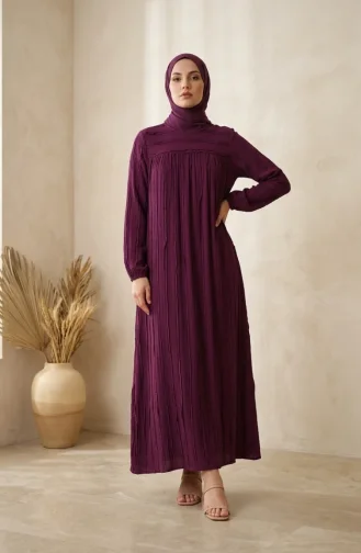 Robe Hijab à Volants Et Manches élastiquées 0560-01 Prune 0560-01