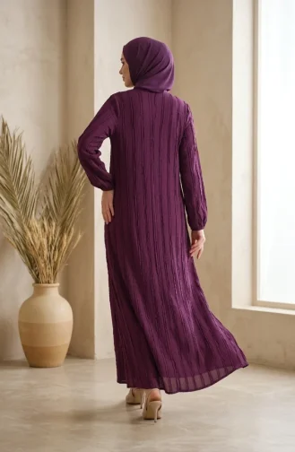 Robe Hijab à Volants Et Manches élastiquées 0560-01 Prune 0560-01