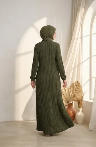 Rüschenbesatz Hijab-Kleid Mit Elastischen Ärmeln 0560-06 Khaki 0560-06