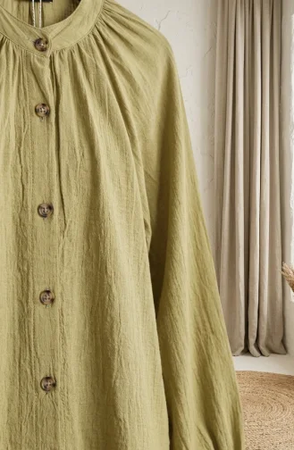 Ensemble Hijab Deux Pièces à Col Mandarin Et Boutons Vert Olive Réf. 2284-03 2284-03