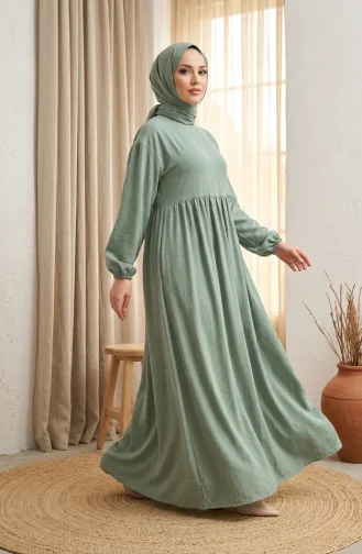 Knitterstoff-Hijabkleid Mit Raffung 2283-01 Hellgrün 2283-01