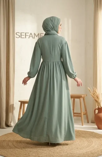 Knitterstoff-Hijabkleid Mit Raffung 2283-01 Hellgrün 2283-01