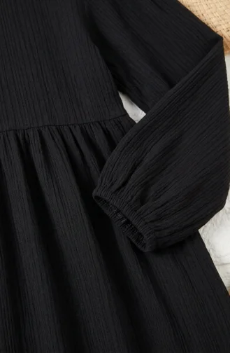 Geplooide Hijabjurk Van Kreukelstof 2283-03 Zwart 2283-03