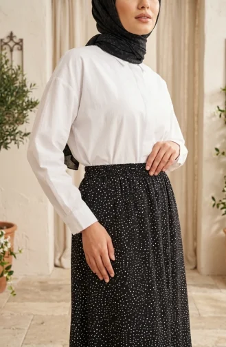 Schwarzer Rock Mit Elastischem Bund Und Polka-Dots Artikelnummer 0309-08 0309-08