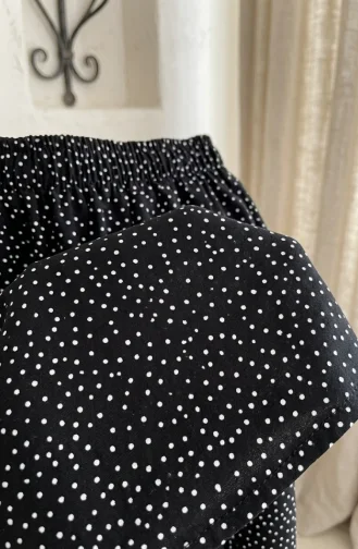 Schwarzer Rock Mit Elastischem Bund Und Polka-Dots Artikelnummer 0309-08 0309-08