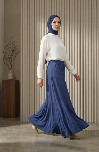 Jupe En Crêpe Avec Taille élastiquée Et Fronces 0561-03 Indigo 0561-03
