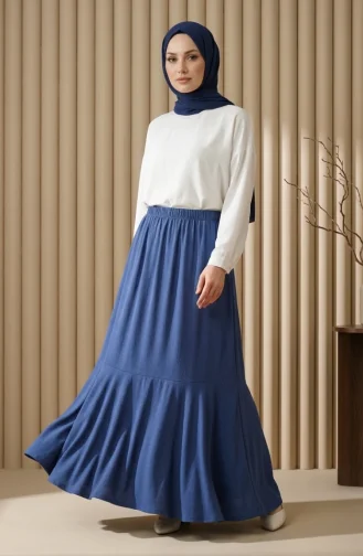 Jupe En Crêpe Avec Taille élastiquée Et Fronces 0561-03 Indigo 0561-03