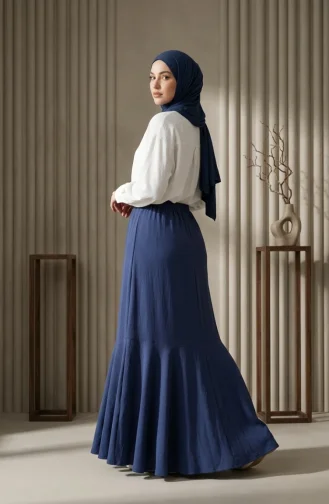 Jupe En Crêpe Avec Taille élastiquée Et Fronces 0561-03 Indigo 0561-03