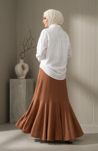 Jupe En Crêpe Avec Taille élastiquée Et Fronces 0561-04 Biscuit 0561-04
