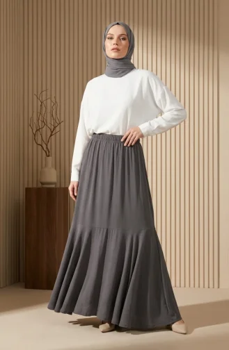 Jupe En Crêpe Anthracite à Taille élastiquée Et Froncée 0561-05 0561-05