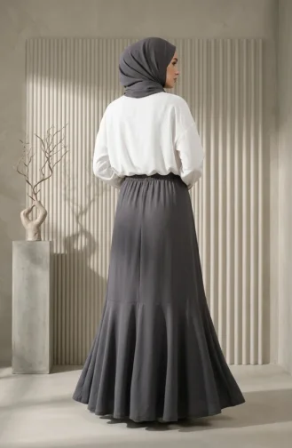 Jupe En Crêpe Anthracite à Taille élastiquée Et Froncée 0561-05 0561-05