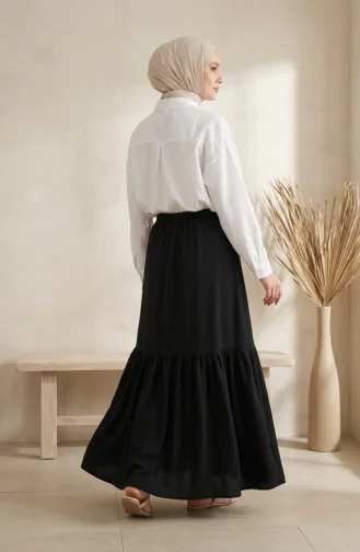Jupe En Crêpe Avec Taille élastiquée Et Fronces 0561-08 Noir 0561-08