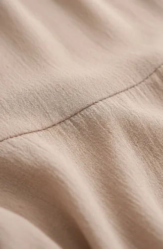 Jupe En Crêpe Beige à Taille élastiquée Et Fronces 0561-09 0561-09