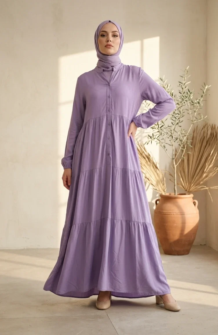 Robe Demi-boutonnée En Viscose 4125-09 Lilas 4125-09