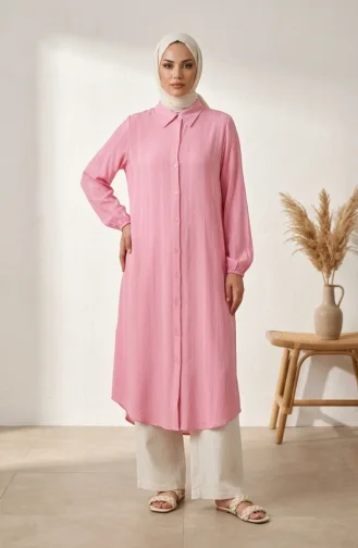 Button-Down Striped Linen Tunic 0331-01 Pink 0331-01
