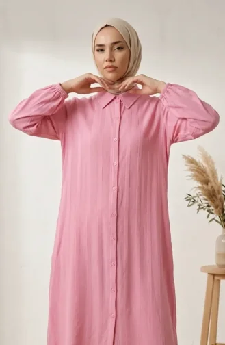 Button-Down Striped Linen Tunic 0331-01 Pink 0331-01