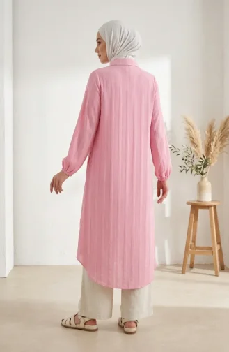 Button-Down Striped Linen Tunic 0331-01 Pink 0331-01