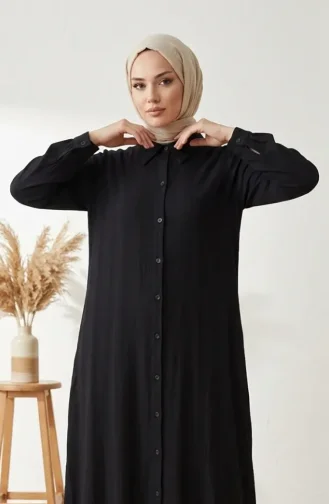 Button-Down Striped Linen Tunic 0331-02 Black 0331-02