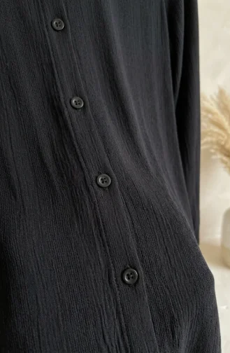 Button-Down Striped Linen Tunic 0331-02 Black 0331-02