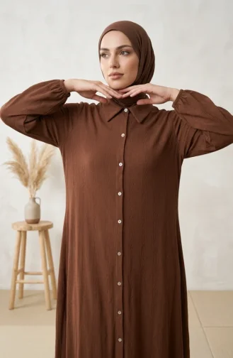 Button-Down Striped Linen Tunic 0331-04 Brown 0331-04