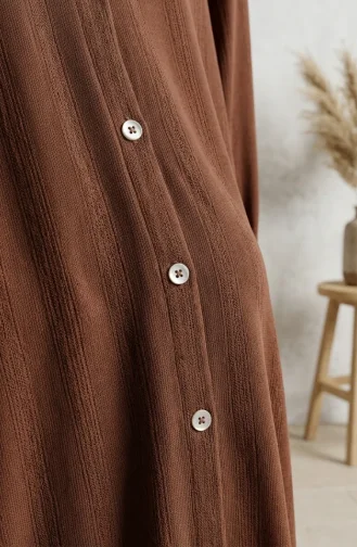 Button-Down Striped Linen Tunic 0331-04 Brown 0331-04