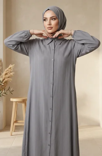 Tunique Boutonnée En Lin Rayé 0331-05 Gris 0331-05