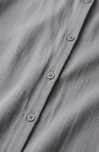 Tunique Boutonnée En Lin Rayé 0331-05 Gris 0331-05