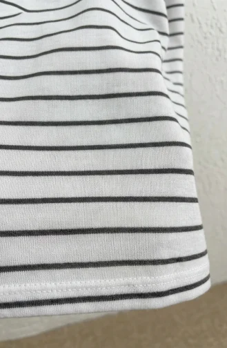 Tunique Rayée Grande Taille Coupe Décontractée De Saison Opaque Référence 8774-01 Blanc Anthracite 8774-01