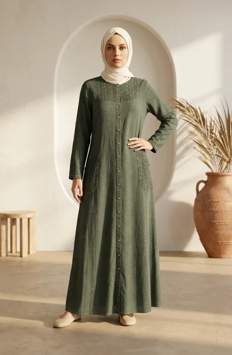 عباية أصلية بأزرار 6570-02 كاكي 6570-02