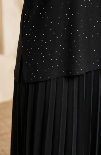 Ensemble Deux Pièces Sandy Fabric : Chemisier Jupe Et Hijab Noir Référence 5583-01 5583-01
