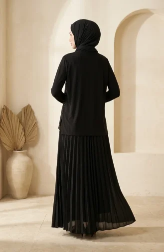 Ensemble Deux Pièces Sandy Fabric : Chemisier Jupe Et Hijab Noir Référence 5583-01 5583-01