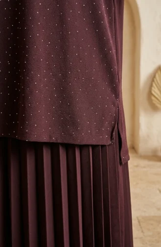 Ensemble Deux Pièces Sandy Fabric : Chemisier Jupe Et Hijab Marron Référence 5583-02 5583-02