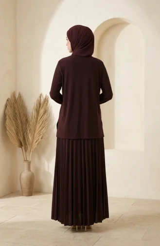 Ensemble Deux Pièces Sandy Fabric : Chemisier Jupe Et Hijab Marron Référence 5583-02 5583-02