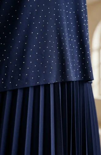 Ensemble Deux Pièces Sandy Fabric : Chemisier Jupe Et Hijab Bleu Marine Référence 5583-03 5583-03